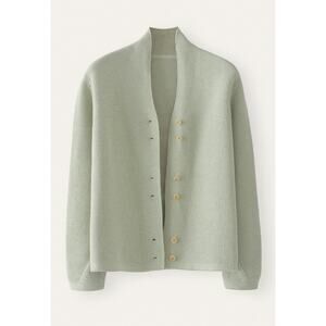 Poetry 100% Organic Cotton Moss Stitch Cardigan Sage Green Sweater Size 10